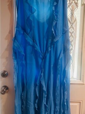 ASOS Blue Ruffle Maxi Dress